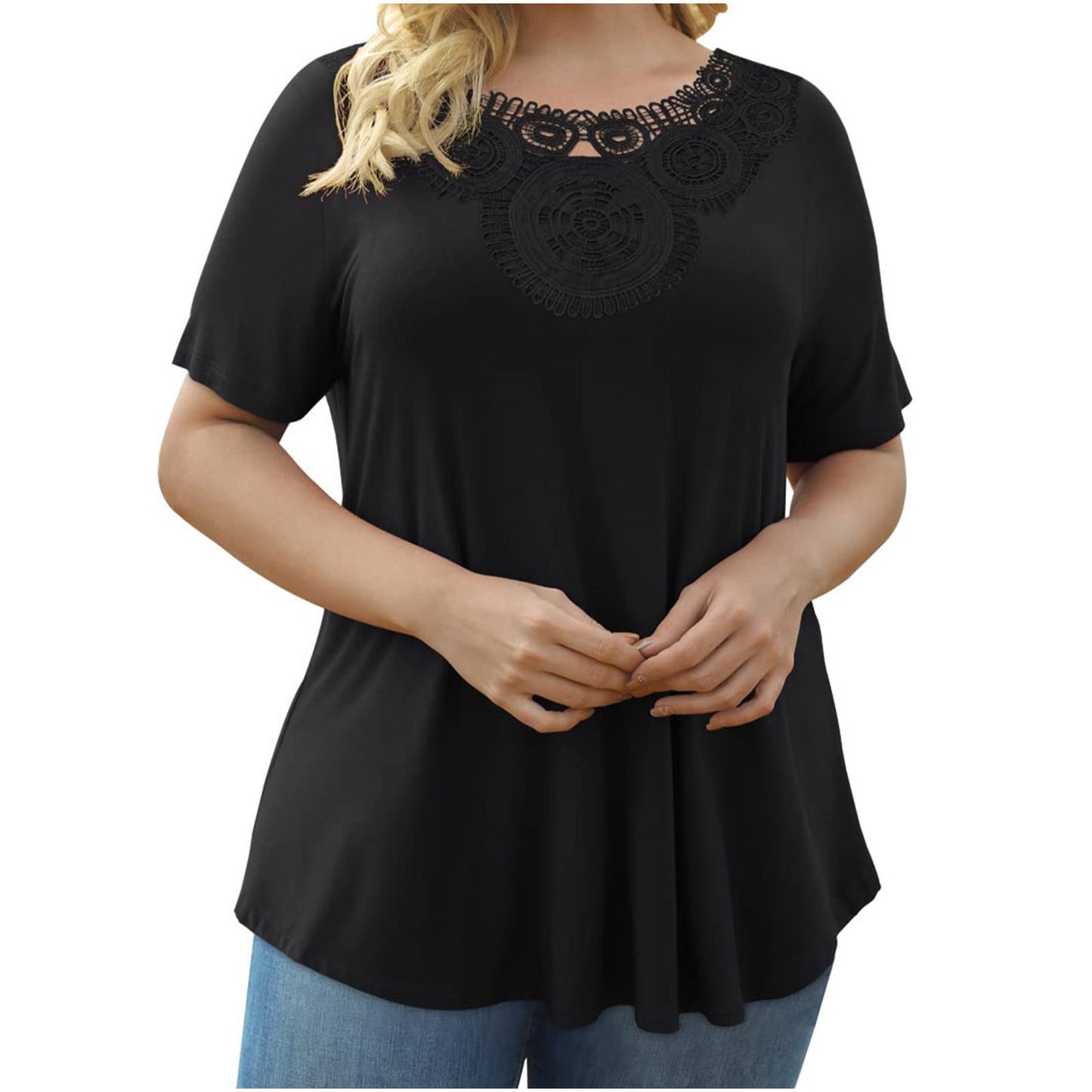 Coastal Lace Pleated Top – Relaxed Fit