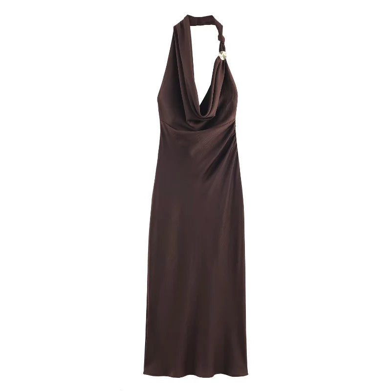 The Mocha Satin Midi